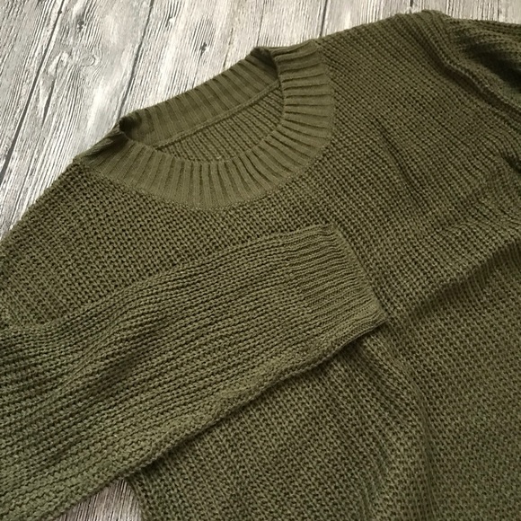 Sexy green long sleeve broken holes sweater dress - Picture 3 of 4